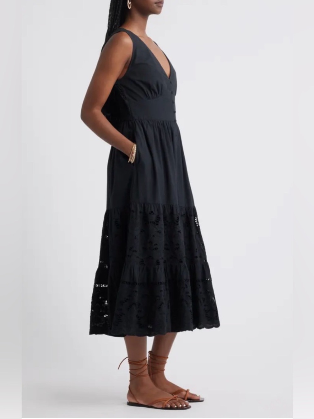 Treasure and Bond - Black Eyelet-Trim Dress - Picture 4 of 4
